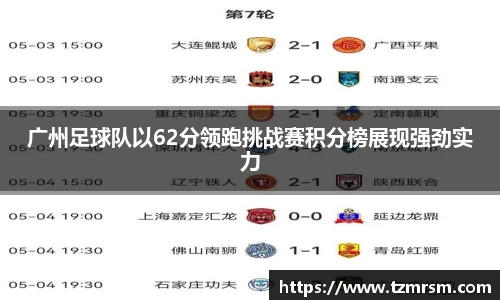 广州足球队以62分领跑挑战赛积分榜展现强劲实力