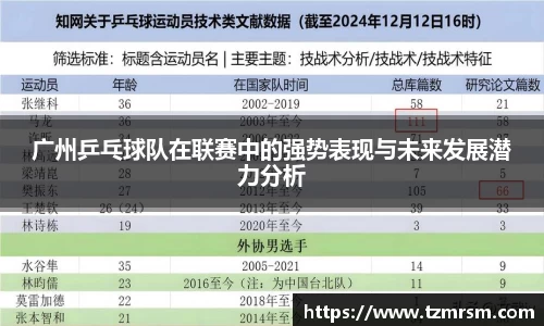 广州乒乓球队在联赛中的强势表现与未来发展潜力分析